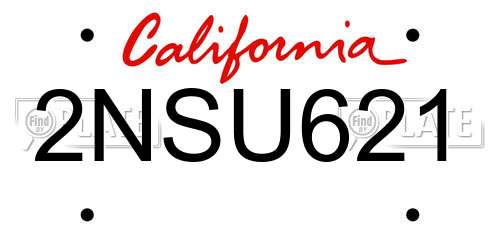 2NSU621 California License Plate