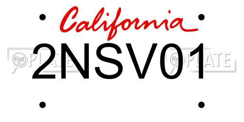 2NSV01 California License Plate