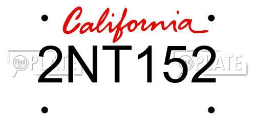 2NT152 California License Plate