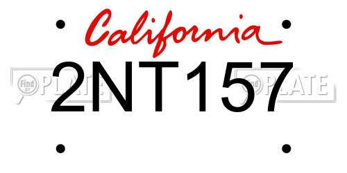 2NT157 California License Plate
