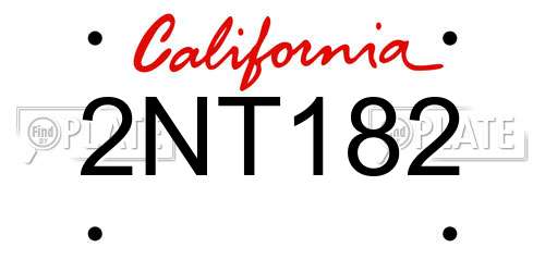 2NT182 California License Plate