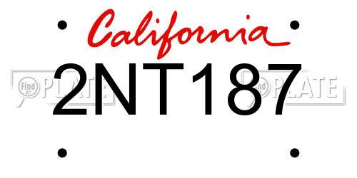 2NT187 California License Plate