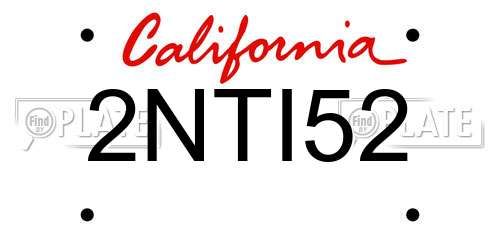 2NTI52 California License Plate