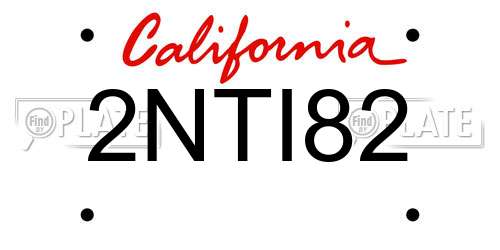 2NTI82 California License Plate