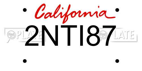 2NTI87 California License Plate