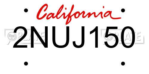 2NUJ150 California License Plate