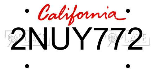 2NUY772 California License Plate