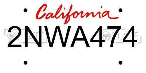2NWA474 California License Plate