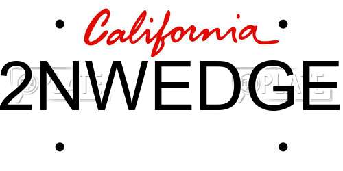 2NWEDGE California License Plate