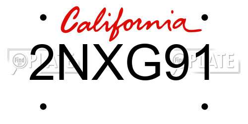 2NXG91 California License Plate