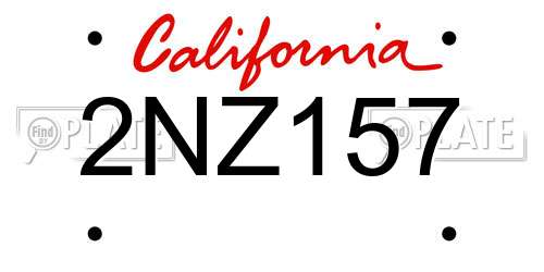 2NZ157 California License Plate