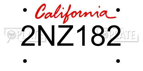 2NZ182 California License Plate