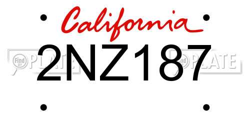2NZ187 California License Plate