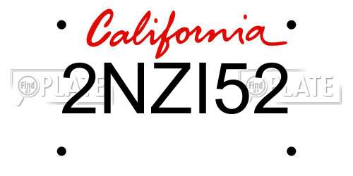 2NZI52 California License Plate