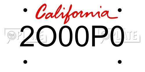 2O00P0 California License Plate