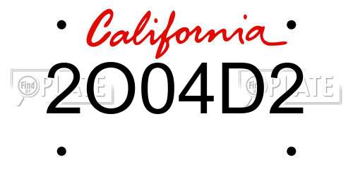 2O04D2 California License Plate