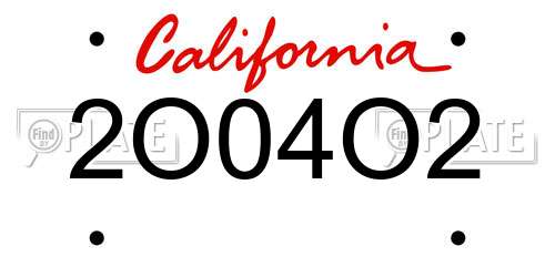 2O04O2 California License Plate