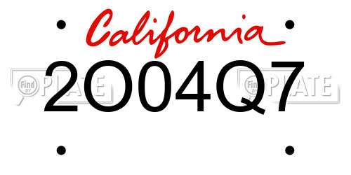 2O04Q7 California License Plate
