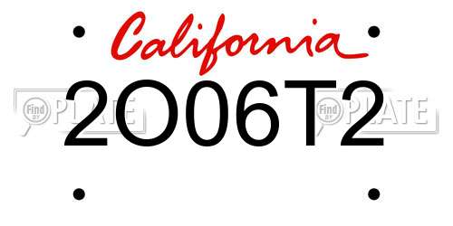 2O06T2 California License Plate