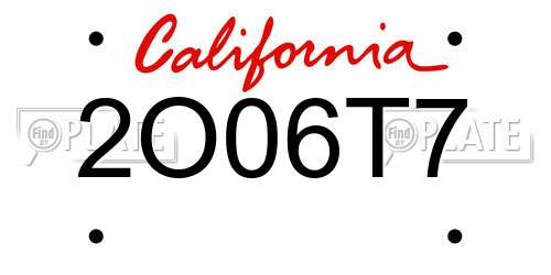 2O06T7 California License Plate
