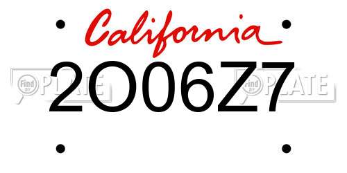 2O06Z7 California License Plate