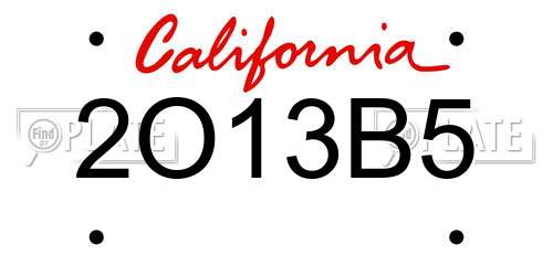 2O13B5 California License Plate