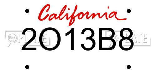 2O13B8 California License Plate