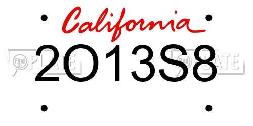 2O13S8 California License Plate