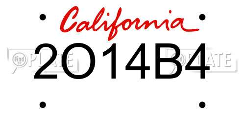 2O14B4 California License Plate