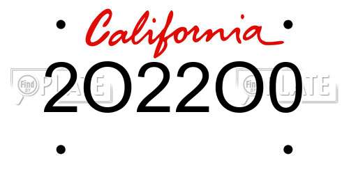 2O22O0 California License Plate