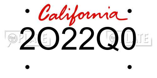 2O22Q0 California License Plate