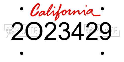 2O23429 California License Plate