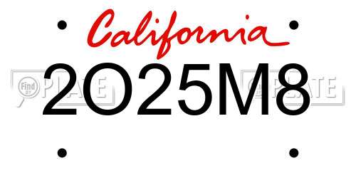 2O25M8 California License Plate