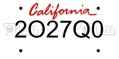 2O27Q0 California License Plate