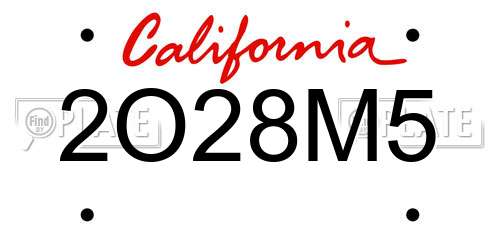 2O28M5 California License Plate