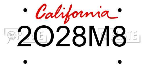 2O28M8 California License Plate