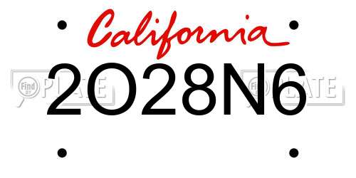 2O28N6 California License Plate