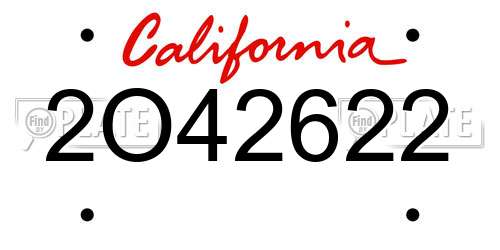 2O42622 California License Plate
