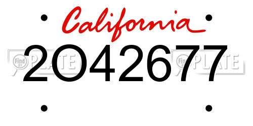 2O42677 California License Plate