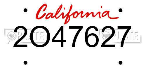 2O47627 California License Plate