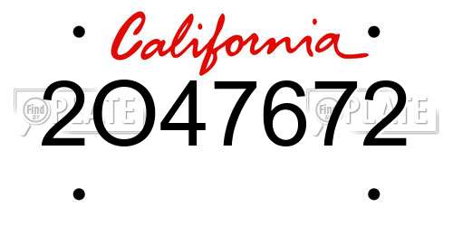 2O47672 California License Plate