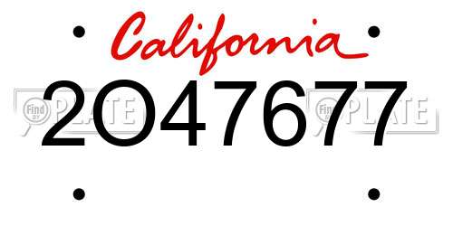 2O47677 California License Plate