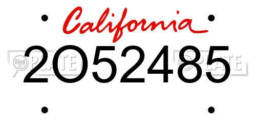 2O52485 California License Plate