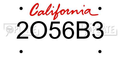 2O56B3 California License Plate
