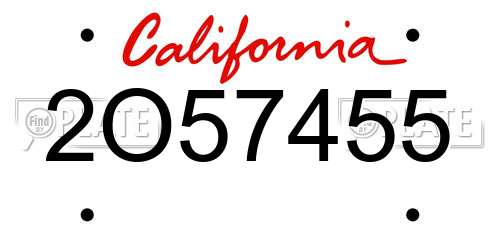 2O57455 California License Plate