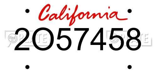 2O57458 California License Plate