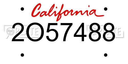 2O57488 California License Plate