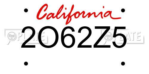 2O62Z5 California License Plate