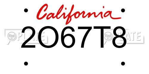 2O67T8 California License Plate