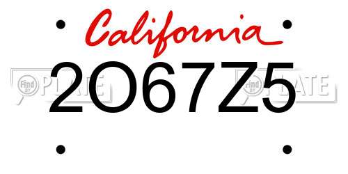 2O67Z5 California License Plate